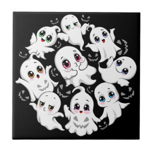 Baby Ghosts Spooky Cute Halloween Mood Ceramic Tile
