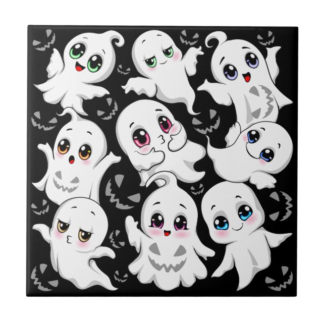 Baby Ghosts Spooky Cute Halloween Mood Ceramic Tile (Front)