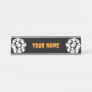 Baby Ghosts Spooky Cute Halloween Mood Desk Name Plate
