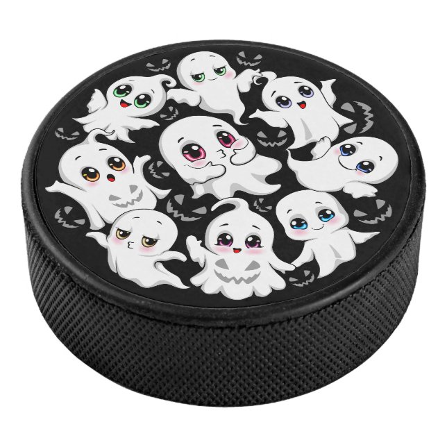 Baby Ghosts Spooky Cute Halloween Mood Hockey Puck (3/4)