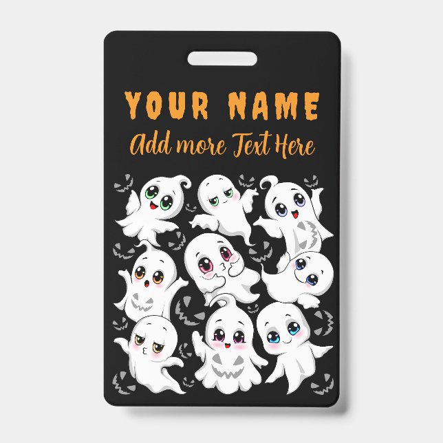Baby Ghosts Spooky Cute Halloween Mood ID Badge (Front)