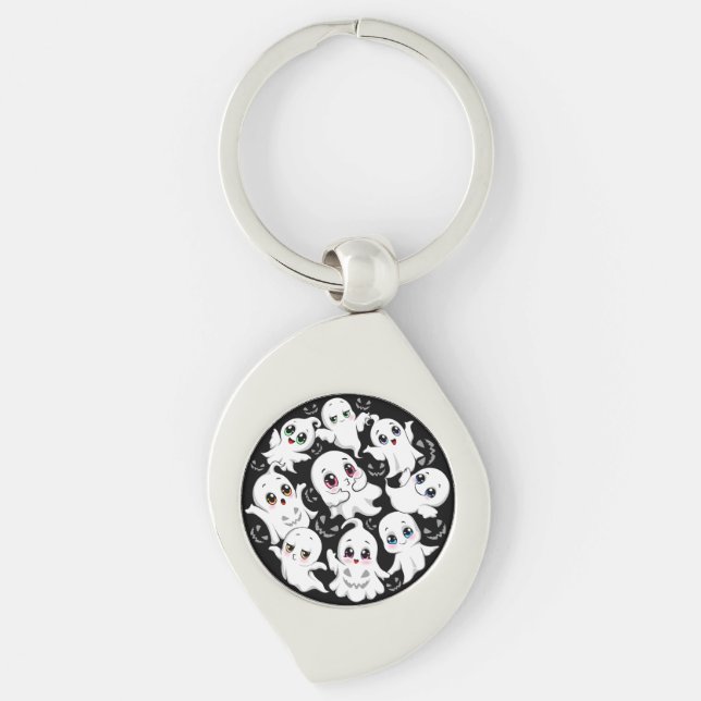 Baby Ghosts Spooky Cute Halloween Mood Key Ring (Front)