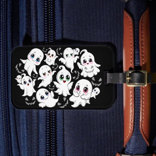 Baby Ghosts Spooky Cute Halloween Mood Luggage Tag (Front Insitu 4)