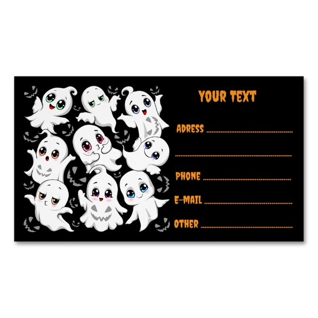 Baby Ghosts Spooky Cute Halloween Mood Magnetic Business Card (Front)