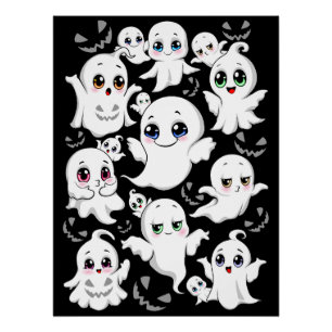 Baby Ghosts Spooky Cute Halloween Mood Poster