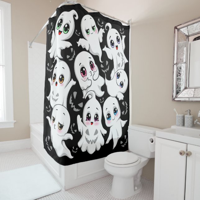 Baby Ghosts Spooky Cute Halloween Mood Shower Curtain (In Situ)