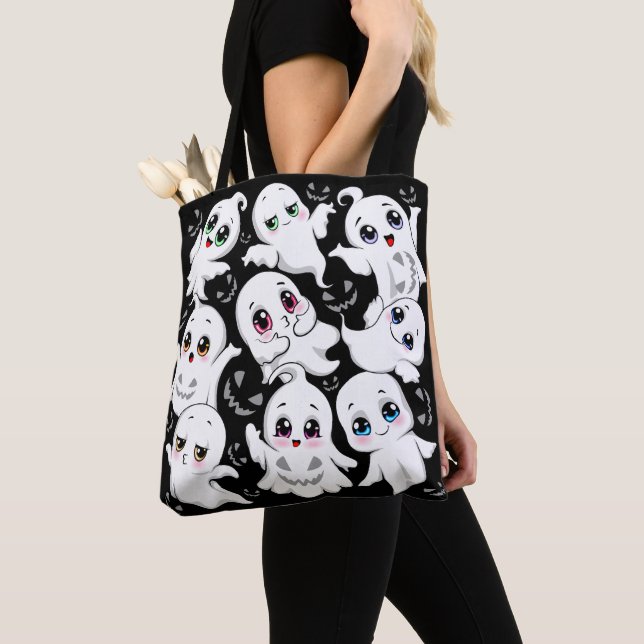 Baby Ghosts Spooky Cute Halloween Mood Tote Bag (Close Up)