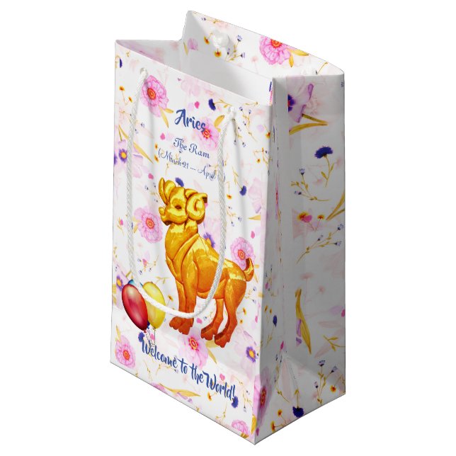 Baby Gift - Aries Ram ( March 21 -April 19) Small Gift Bag (Front Angled)