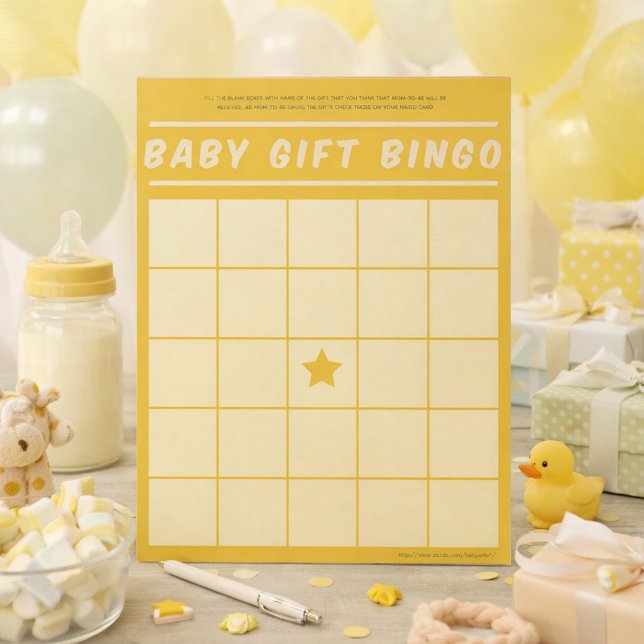Baby Gift Bingo Baby Shower Game Yellow Notepad (Creator Uploaded)