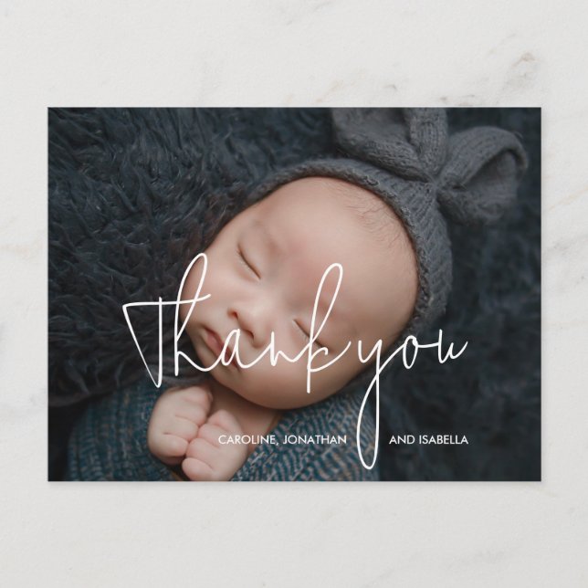 Baby Gift Shower Thank You 4 Photo Collage  Holiday Postcard (Front)