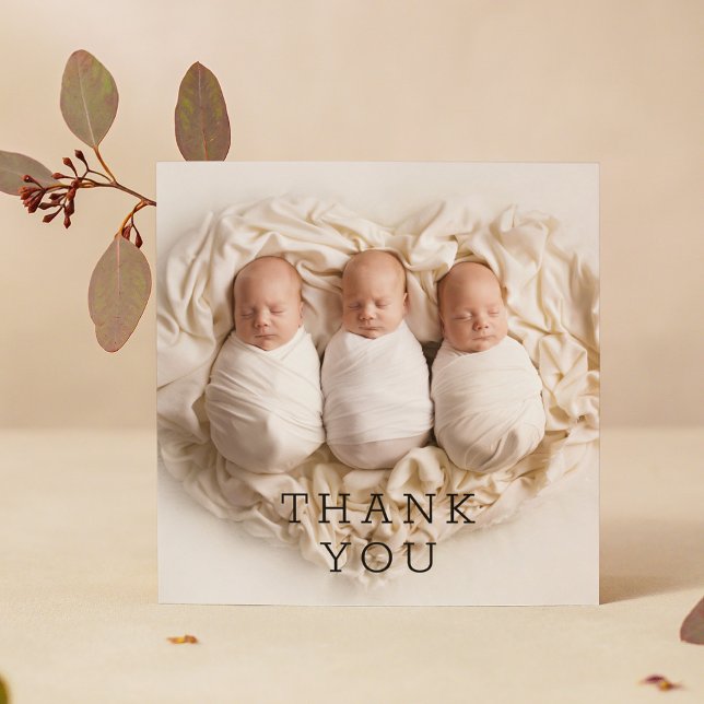 Baby Gift Thank You Triplets Newborn Baby Shower Card (Creator Uploaded)