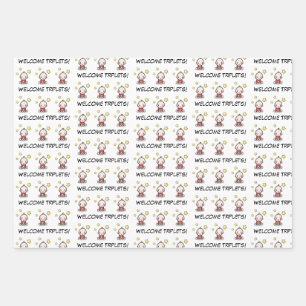 baby gift wrap, also for triplets, wrapping paper