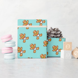 Baby Gingerbread sweet XmaS on Turquoise Wrapping Paper