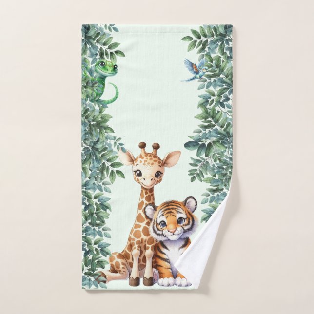 Baby Giraffe and Baby Tiger Hand Towel (Hand Towel)