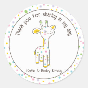 Baby Giraffe Baby Shower Favour Sticker {Neutral}