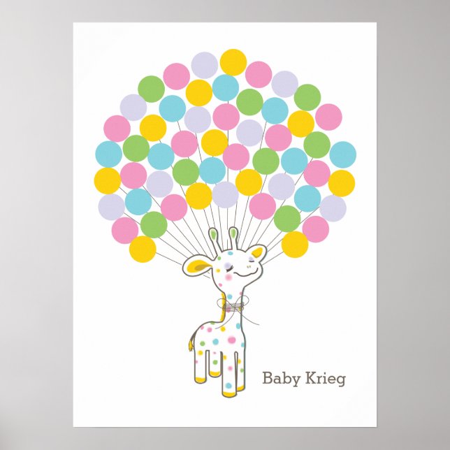 Baby Giraffe | Baby Shower Guest Book Print (Front)