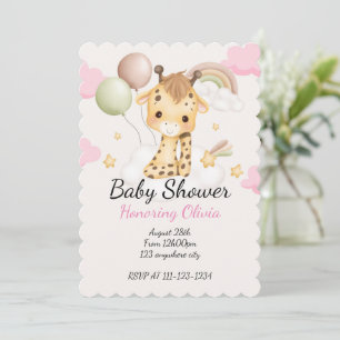 BABY GIRAFFE BABY SHOWER INVITATION