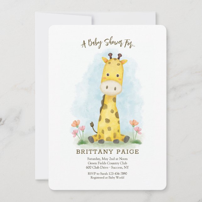 Baby Giraffe Baby Shower Invitation (Front)