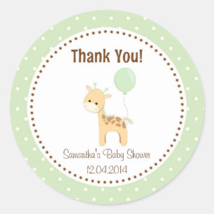 Baby Giraffe Baby Shower Sticker Green