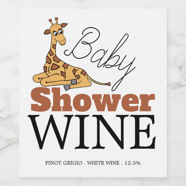 Baby Giraffe, Baby Shower Wine Label (Single Label)