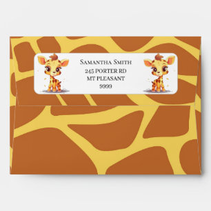 Baby Giraffe Birthday Invitation Envelope