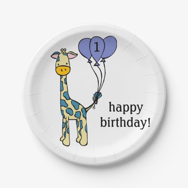 Baby Giraffe - Birthday Plates - Customisation (Front)