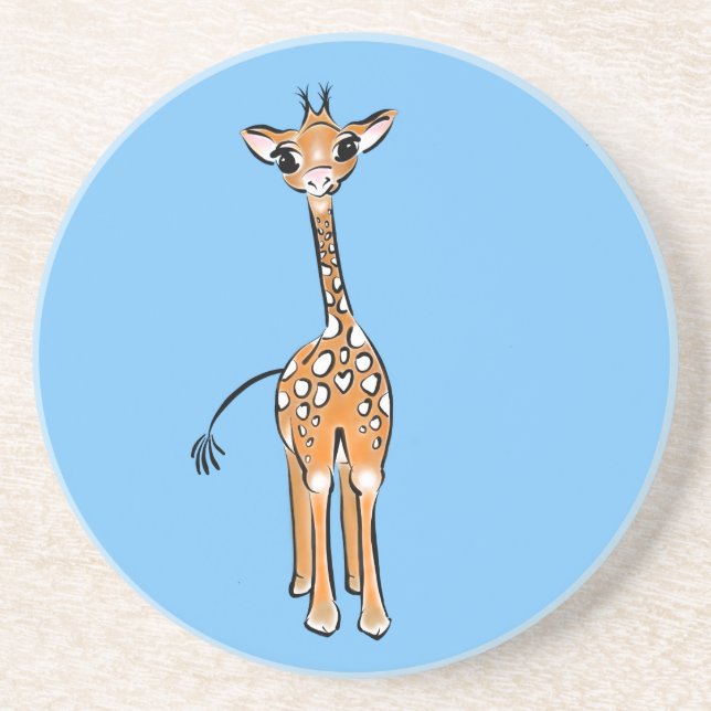 Baby Giraffe - blue Coaster (Front)