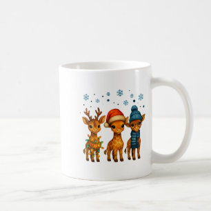 Baby Giraffe Christmas Lights Santa Hat Reindeer W Coffee Mug