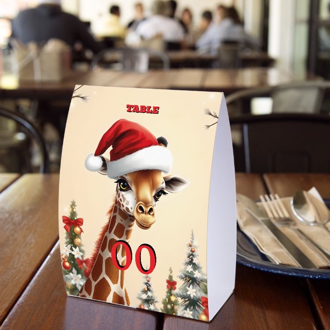 Baby Giraffe Christmas Table Sign – Cute Holiday  (Insitu(Restaurant))