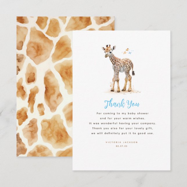 Baby Giraffe Cute Modern Little Thank You (Front/Back)