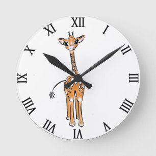 Baby Giraffe drawing Round Clock