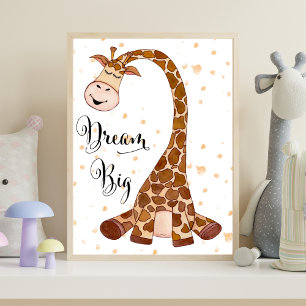 Baby Giraffe Dream Big Nursery Wall Art Decor Gift