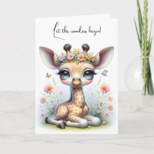 Baby Giraffe In Flowers Congratulations Card