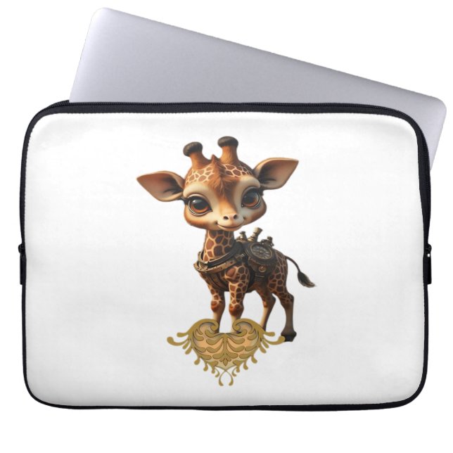 Baby giraffe in steampunk-cartoon style Classic T- Laptop Sleeve (Front)
