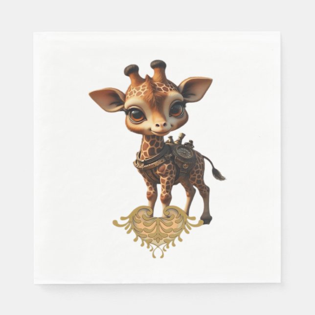 Baby giraffe in steampunk-cartoon style Classic T- Napkin (Front)