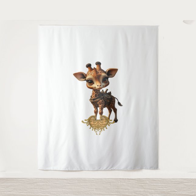 Baby giraffe in steampunk-cartoon style Classic T- Tapestry (Front)