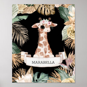 *~* Baby Giraffe Jungle Plants Nursery Girl Sweet  Poster