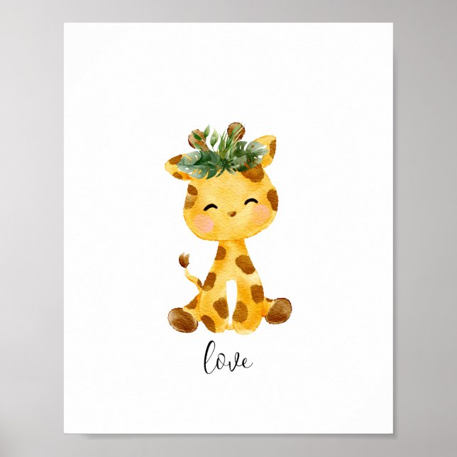 Baby Giraffe Love Nursery Poster (Front)