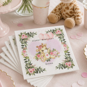 Baby Giraffe Personalised Birthday Napkin