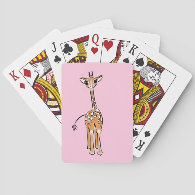 Baby Giraffe - pink Playing Cards (Back)