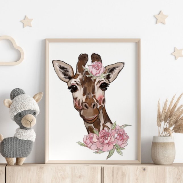 Baby Giraffe Rose Personalised Poster | Wall Print (Creator Uploaded)