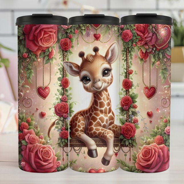 Baby Giraffe Rose Swing Thermal Tumbler (Creator Uploaded)