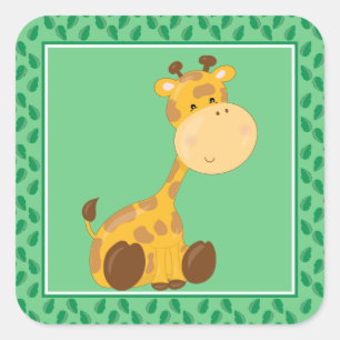 Baby Giraffe Safari Animals Party Square Sticker