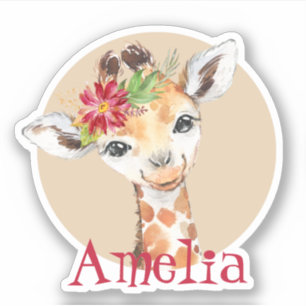 Baby Giraffe Safari Jungle Pink Personalised
