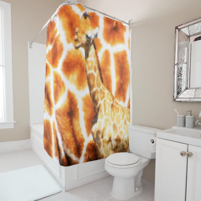 Baby Giraffe Shower Curtain (In Situ)