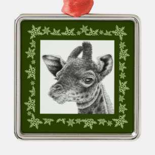 Baby Giraffe Snowflake Christmas Ornament