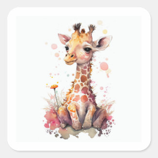 Baby Giraffe Square Sticker