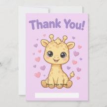 Baby Giraffe Thank You Card