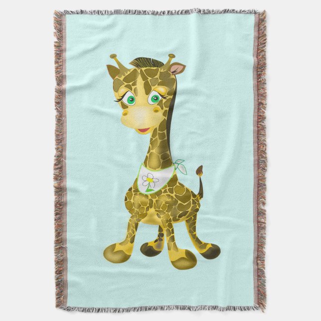 Baby Giraffe Throw Blanket Custom Colours (Front Vertical)