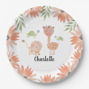 Baby Giraffe Watercolor Hand-painted Paper Plate